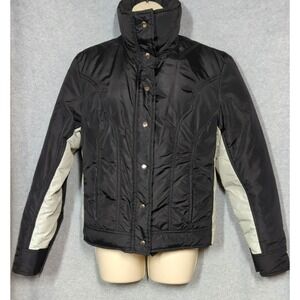 Vtg 100% Down Puffer Jackett Women 12 BECONITA British Hong Kong Blk Ski Hike